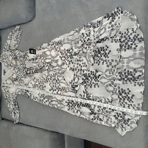 🆕️ EXPRESS Animal Print Asymmetrical High-Low Ruffle Midi Dress SIZE: S - Picture 9 of 12